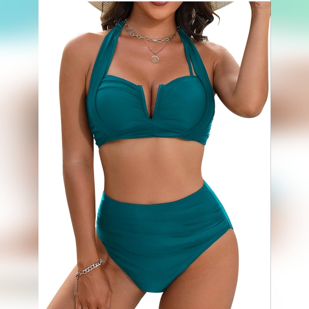 Teal Women's Swimwear Set Size LG